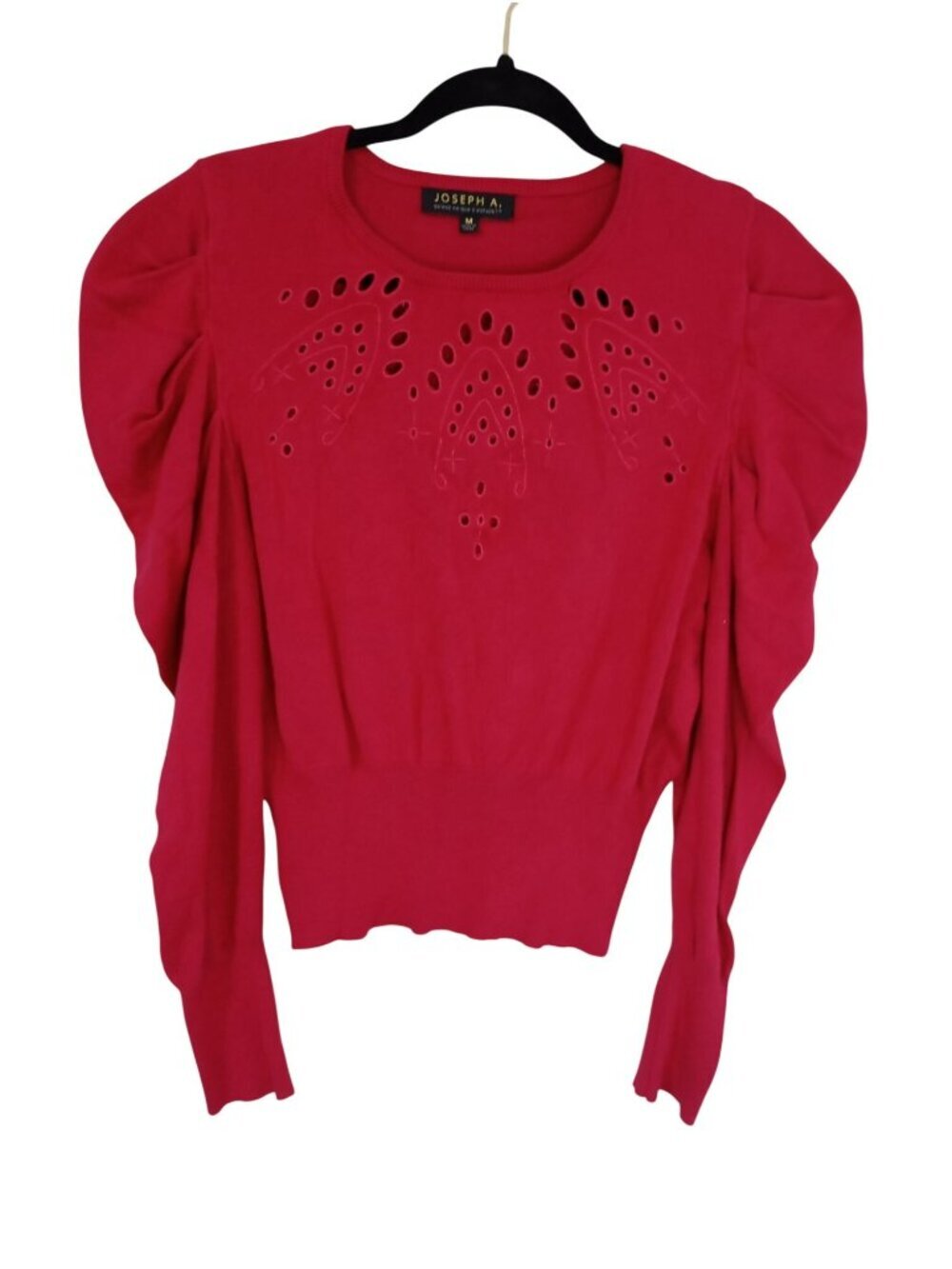 Joseph A. Red Long Sleeve Knit Sweater With Eyelet Design Size M